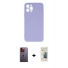 MARSİLYAN™- iPhone 12 Pro Max Kılıf Ahenk Serisi - Siyah 6D Mat Seramik Hayalet Nano Ekran Koruyucu + Neon Fosforlu Kamera Lens - TU