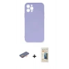 MARSİLYAN™- iPhone 12 Pro Max Kılıf Ahenk Serisi - Siyah 6D Mat Seramik Hayalet Nano Ekran Koruyucu + Renkli Kamera Lens Koruma Cam - TU