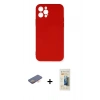 MARSİLYAN™- iPhone 12 Pro Max Kılıf Ahenk Serisi - Siyah 6D Mat Seramik Hayalet Nano Ekran Koruyucu + Renkli Kamera Lens Koruma Cam - TU