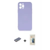 MARSİLYAN™- iPhone 12 Pro Max Kılıf Ahenk Serisi - Siyah 6D Mat Seramik Hayalet Nano Ekran Koruyucu + Renkli Kamera Lens Koruma Cam - SI
