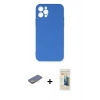 MARSİLYAN™- iPhone 12 Pro Max Kılıf Ahenk Serisi - Siyah 6D Mat Seramik Hayalet Nano Ekran Koruyucu + Renkli Kamera Lens Koruma Cam - SI