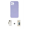 MARSİLYAN™- iPhone 12 Pro Max Kılıf Ahenk Serisi - Siyah 6D Mat Seramik Hayalet Nano Ekran Koruyucu + Shine Kamera Lens - GD