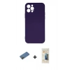 MARSİLYAN™- iPhone 12 Pro Max Kılıf Ahenk Serisi - Siyah 6D Mat Seramik Hayalet Nano Ekran Koruyucu + Shine Kamera Lens Koruma Cam - GD