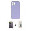MARSİLYAN™- iPhone 12 Pro Max Kılıf Ahenk Serisi - Siyah 6D Mat Seramik Hayalet Nano Ekran Koruyucu + Neon Fosforlu Kamera Lens - YL