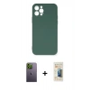 MARSİLYAN™- iPhone 12 Pro Max Kılıf Ahenk Serisi - Siyah 6D Mat Seramik Hayalet Nano Ekran Koruyucu + Neon Fosforlu Kamera Lens - YL