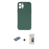 MARSİLYAN™- iPhone 12 Pro Max Kılıf Ahenk Serisi - Siyah 6D Mat Seramik Hayalet Nano Ekran Koruyucu + Renkli Kamera Lens Koruma Cam - YL