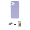 MARSİLYAN™- iPhone 12 Pro Max Kılıf Ahenk Serisi - Siyah 6D Mat Seramik Hayalet Nano Ekran Koruyucu + Renkli Kamera Lens Koruma Cam - YL