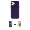 MARSİLYAN™- iPhone 12 Pro Max Kılıf Ahenk Serisi - Siyah 6D Mat Seramik Hayalet Nano Ekran Koruyucu + Neon Fosforlu Kamera Lens - YL