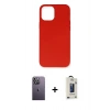 MARSİLYAN™- iPhone 12 Pro Max Kılıf Ahenk Serisi - Siyah Bilvis Hayalet Cam Ekran Koruyucu + Neon Fosforlu Kamera Lens - BZ