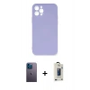 MARSİLYAN™- iPhone 12 Pro Max Kılıf Ahenk Serisi - Siyah Bilvis Hayalet Cam Ekran Koruyucu + Neon Fosforlu Kamera Lens - MI