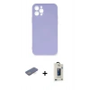 MARSİLYAN™- iPhone 12 Pro Max Kılıf Ahenk Serisi - Siyah Bilvis Hayalet Cam Ekran Koruyucu + Renkli Kamera Lens Koruma Cam - MI