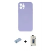 MARSİLYAN™- iPhone 12 Pro Max Kılıf Ahenk Serisi - Siyah Bilvis Hayalet Cam Ekran Koruyucu + Shine Kamera Lens Koruma Cam - MI