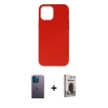 MARSİLYAN™- iPhone 12 Pro Max Kılıf Ahenk Serisi - Siyah Bilvis Hayalet Cam Ekran Koruyucu + Neon Fosforlu Kamera Lens - MI
