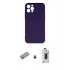 MARSİLYAN™- iPhone 12 Pro Max Kılıf Ahenk Serisi - Siyah Bilvis Hayalet Cam Ekran Koruyucu + Shine Kamera Lens Koruma Cam - SABE