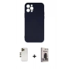 MARSİLYAN™- iPhone 12 Pro Max Kılıf Ahenk Serisi - Siyah Bilvis Hayalet Cam Ekran Koruyucu + Shine Kamera Lens - GD