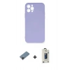 MARSİLYAN™- iPhone 12 Pro Max Kılıf Ahenk Serisi - Siyah Bilvis Hayalet Cam Ekran Koruyucu + Shine Kamera Lens Koruma Cam - SH