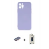 MARSİLYAN™- iPhone 12 Pro Max Kılıf Ahenk Serisi - Siyah Bilvis Hayalet Cam Ekran Koruyucu + Renkli Kamera Lens Koruma Cam - TU