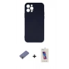 MARSİLYAN™- iPhone 12 Pro Max Kılıf Ahenk Serisi - Siyah Joko 5D Cam + Metal Kamera Lens Koruma Cam - GD