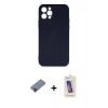 MARSİLYAN™- iPhone 12 Pro Max Kılıf Ahenk Serisi - Siyah Joko 5D Cam + Metal Kamera Lens Koruma Cam - KI