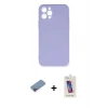 MARSİLYAN™- iPhone 12 Pro Max Kılıf Ahenk Serisi - Siyah Joko 5D Cam + Shine Kamera Lens Koruma Cam - PE
