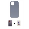 MARSİLYAN™- iPhone 12 Pro Max Kılıf Ahenk Serisi - Siyah Joko 5D Cam + Turuncu Neon Fosforlu Kamera Lens