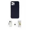 MARSİLYAN™- iPhone 12 Pro Max Kılıf Ahenk Serisi - Siyah Mat Seramik Nano Ekran Koruyucu + Shine Kamera Lens - GD