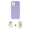 MARSİLYAN™- iPhone 12 Pro Max Kılıf Ahenk Serisi - Siyah Mat Seramik Nano Ekran Koruyucu + Shine Kamera Lens - GD