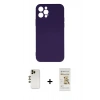 MARSİLYAN™- iPhone 12 Pro Max Kılıf Ahenk Serisi - Siyah Mat Seramik Nano Ekran Koruyucu + Shine Kamera Lens - GD