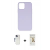 MARSİLYAN™- iPhone 12 Pro Max Kılıf Ahenk Serisi - Siyah Mat Seramik Nano Ekran Koruyucu + Lacivert Shine Kamera Lens