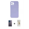 MARSİLYAN™- iPhone 12 Pro Max Kılıf Ahenk Serisi - Siyah Mat Seramik Nano Ekran Koruyucu + Neon Fosforlu Kamera Lens - MI