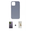 MARSİLYAN™- iPhone 12 Pro Max Kılıf Ahenk Serisi - Siyah Mat Seramik Nano Ekran Koruyucu + Neon Fosforlu Kamera Lens - YL