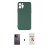 MARSİLYAN™- iPhone 12 Pro Max Kılıf Ahenk Serisi - Siyah Mat Seramik Nano Ekran Koruyucu + Neon Fosforlu Kamera Lens - TU