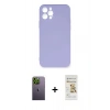 MARSİLYAN™- iPhone 12 Pro Max Kılıf Ahenk Serisi - Siyah Mat Seramik Nano Ekran Koruyucu + Neon Fosforlu Kamera Lens - YL