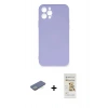MARSİLYAN™- iPhone 12 Pro Max Kılıf Ahenk Serisi - Siyah Mat Seramik Nano Ekran Koruyucu + Renkli Kamera Lens Koruma Cam - YL