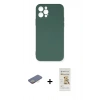 MARSİLYAN™- iPhone 12 Pro Max Kılıf Ahenk Serisi - Siyah Mat Seramik Nano Ekran Koruyucu + Renkli Kamera Lens Koruma Cam - SI