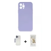 MARSİLYAN™- iPhone 12 Pro Max Kılıf Ahenk Serisi - Siyah Mat Seramik Nano Ekran Koruyucu + Shine Kamera Lens - LT
