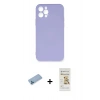 MARSİLYAN™- iPhone 12 Pro Max Kılıf Ahenk Serisi - Siyah Mat Seramik Nano Ekran Koruyucu + Shine Kamera Lens Koruma Cam - MI