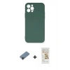 MARSİLYAN™- iPhone 12 Pro Max Kılıf Ahenk Serisi - Siyah Mat Seramik Nano Ekran Koruyucu + Shine Kamera Lens Koruma Cam - SH