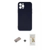 MARSİLYAN™- iPhone 12 Pro Max Kılıf Ahenk Serisi - Siyah Mat Seramik Nano Ekran Koruyucu + Shine Kamera Lens Koruma Cam - SABE