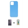 MARSİLYAN™- iPhone 12 Pro Max Kılıf Ahenk Serisi - Siyah Polymer Nano Ekran Koruyucu + Neon Fosforlu Kamera Lens - BZ