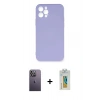 MARSİLYAN™- iPhone 12 Pro Max Kılıf Ahenk Serisi - Siyah Polymer Nano Ekran Koruyucu + Neon Fosforlu Kamera Lens - BZ