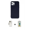 MARSİLYAN™- iPhone 12 Pro Max Kılıf Ahenk Serisi - Siyah Polymer Nano Ekran Koruyucu + Shine Kamera Lens - GD
