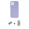 MARSİLYAN™- iPhone 12 Pro Max Kılıf Ahenk Serisi - Siyah Polymer Nano Ekran Koruyucu + Shine Kamera Lens Koruma Cam - GS