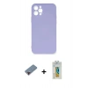 MARSİLYAN™- iPhone 12 Pro Max Kılıf Ahenk Serisi - Siyah Polymer Nano Ekran Koruyucu + Metal Kamera Lens Koruma Cam - KI