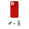 MARSİLYAN™- iPhone 12 Pro Max Kılıf Ahenk Serisi - Siyah Polymer Nano Ekran Koruyucu + Metal Kamera Lens Koruma Cam - KI
