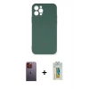 MARSİLYAN™- iPhone 12 Pro Max Kılıf Ahenk Serisi - Siyah Polymer Nano Ekran Koruyucu + Neon Fosforlu Kamera Lens - TU