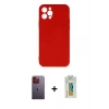 MARSİLYAN™- iPhone 12 Pro Max Kılıf Ahenk Serisi - Siyah Polymer Nano Ekran Koruyucu + Neon Fosforlu Kamera Lens - TU