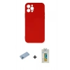 MARSİLYAN™- iPhone 12 Pro Max Kılıf Ahenk Serisi - Siyah Polymer Nano Ekran Koruyucu + Shine Kamera Lens Koruma Cam - MI