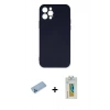 MARSİLYAN™- iPhone 12 Pro Max Kılıf Ahenk Serisi - Siyah Polymer Nano Ekran Koruyucu + Shine Kamera Lens Koruma Cam - MI