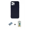 MARSİLYAN™- iPhone 12 Pro Max Kılıf Ahenk Serisi - Siyah Polymer Nano Ekran Koruyucu + Shine Kamera Lens Koruma Cam - GS